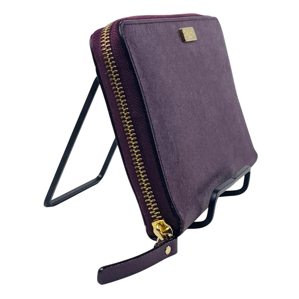 Kate Spade New York Laurel Way Talla Texture Deep Plum Leather Zip AroundWallet